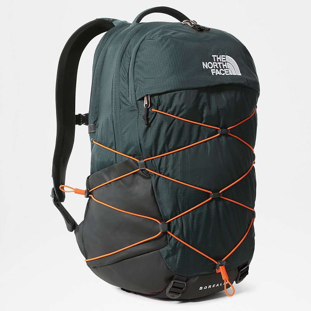 The North Face Backpacks Mens Australia - The North Face Borealis Dark Green / Red Orange (GBL-72460